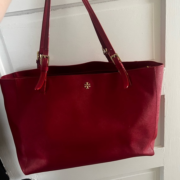 Tory Burch Red Tote Bag with buckles! - Picture 1 of 14